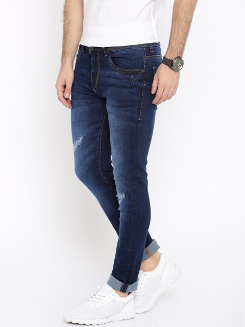 

Mast & Harbour Men Blue Skinny Fit Mid-Rise Low Distress Jeans