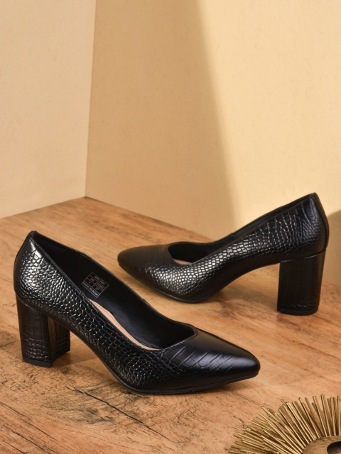 

Mode by Red Tape Black Textured Block Pumps