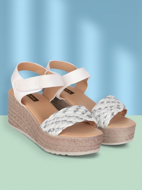 

Flat n Heels White & Tan Brown Suede Wedge Sandals