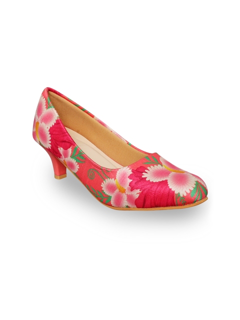 

Kanvas Pink Floral Printed Pumps