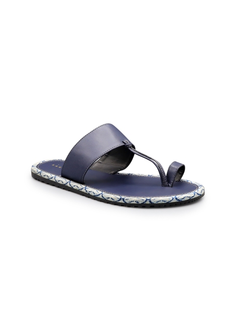 

Kanvas Men Navy Blue One Toe Flats