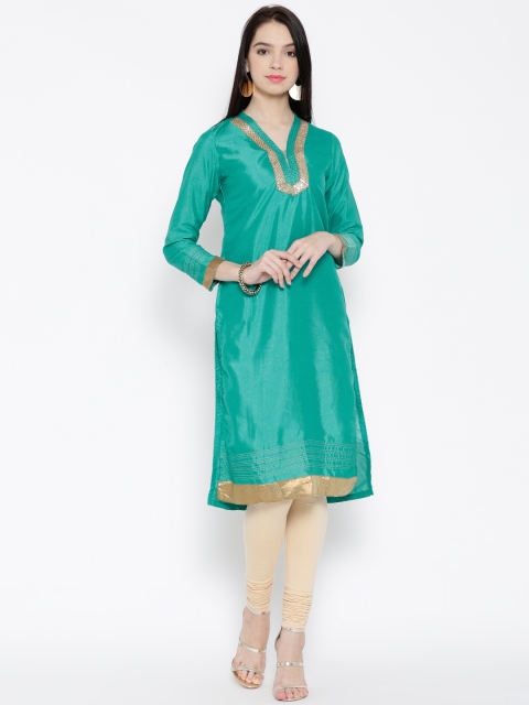 

Rangriti Women Green Sequinned Detail Kurta