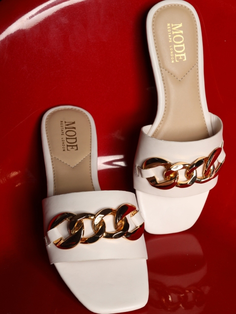 

Mode by Red Tape Women White Printed Open Toe Flats