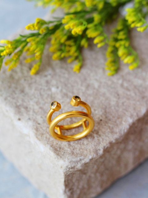 

Amaltaas Gold-Plated Citrine -Studded Finger Ring