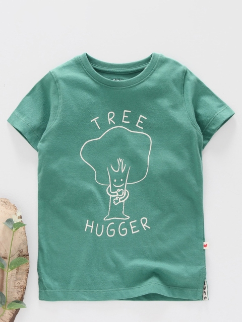 

Ed-a-Mamma Unisex Kids Green Printed Applique Sustainable T-shirt