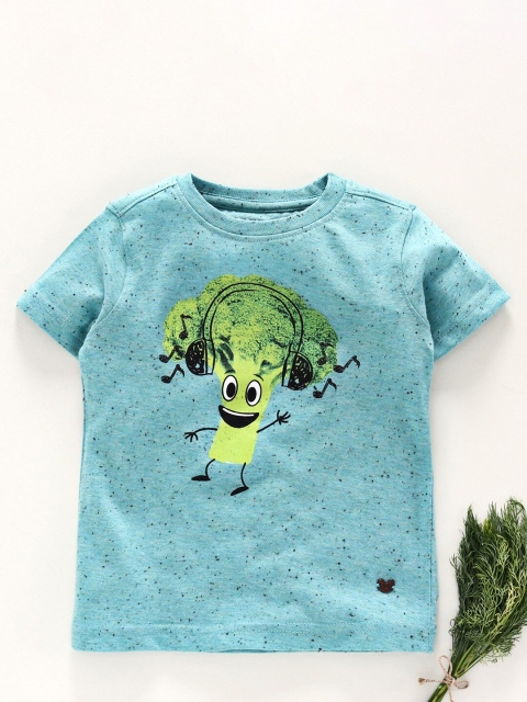 

Ed-a-Mamma Boys Blue Printed Applique Sustainable T-shirt