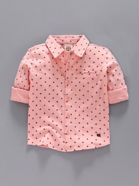 

Ed-a-Mamma Boys Peach Printed Casual Sustainable Shirt