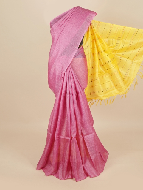 

Pothys Lavender & Yellow Pure Silk Tussar Saree