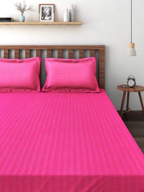 

SWAYAM Pink Cotton 400 TC Superfine Double Bedsheet with 2 Pillow Covers