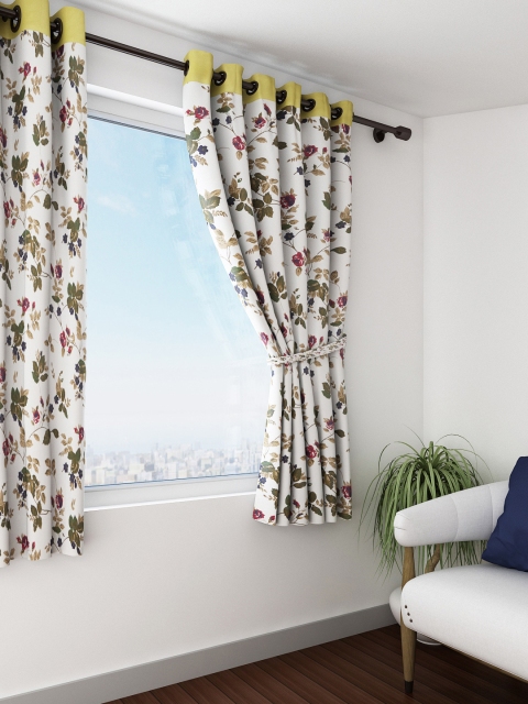 

SWAYAM Off-White & Brown Single Printed Window Curtain