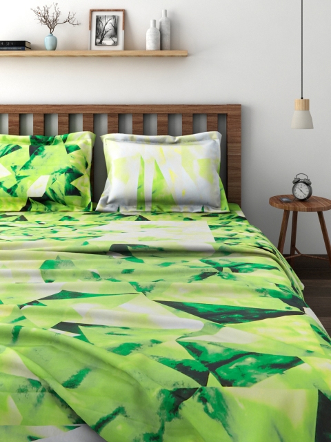 

SWAYAM Green Printed Co-ordinated Bedding Set with Reversible Quilt (Comforter)