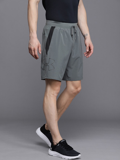 

UNDER ARMOUR Men Grey Qualifier Speedpocket 9'' Linerless Running Sports Shorts