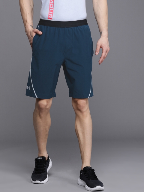 

UNDER ARMOUR Men Teal Green Solid Mid-Rise Fitted Unstoppable Sports Shorts