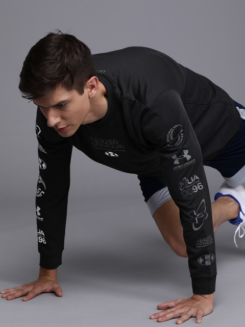 

UNDER ARMOUR Men Black Brand Logo Printed Multi Logo Long Sleeve T-shirt