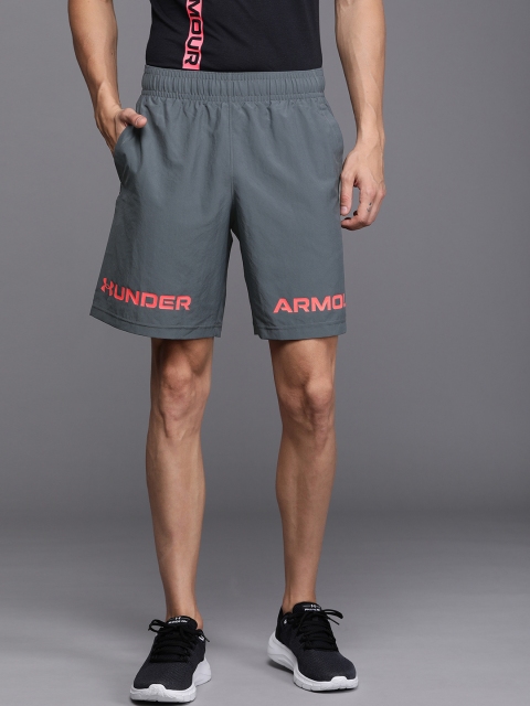 

UNDER ARMOUR Men Grey Woven Graphic WM Printed Training Shorts