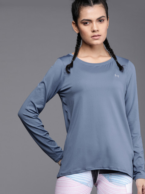 

UNDER ARMOUR Women Navy Blue HG Armour Solid Training T-shirt