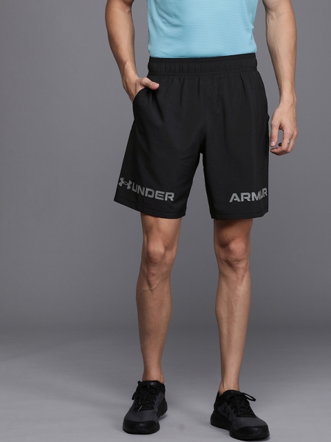 

UNDER ARMOUR Men Black & Grey Printed Woven Graphic WM Knee Length Loose Fit Sports Shorts