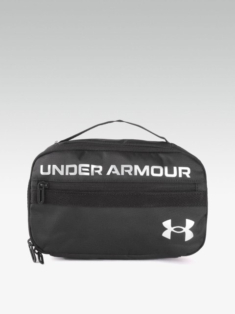 

UNDER ARMOUR Unisex Black & Silver-Toned Brand Logo Print Contain Travel Kit