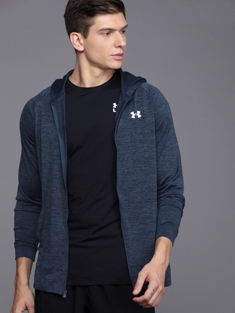 

UNDER ARMOUR Men Navy Blue & Black Tech 2.0 Full Zip Hoodie