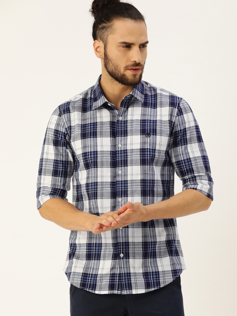 

PETER ENGLAND UNIVERSITY Men White Super Slim Fit Tartan Checked Casual Shirt