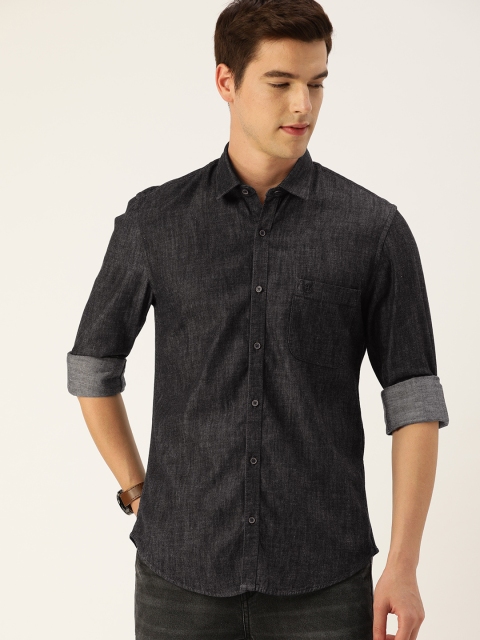 

PETER ENGLAND UNIVERSITY Men Charcoal Grey Super Slim Fit Casual Shirt