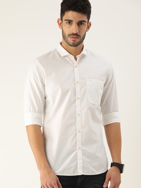 

PETER ENGLAND UNIVERSITY Men White Solid Slim Fit Casual Shirt