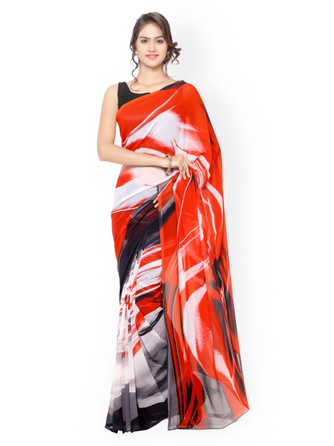 

Ligalz Red Georgette Printed Saree