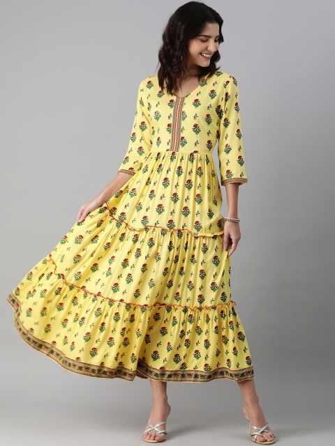 

ETIQUETTE Yellow & Green Floral Maxi Dress