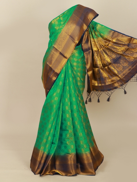 

Pothys Green & Navy Blue Ethnic Motifs Zari Art Silk Banarasi Saree