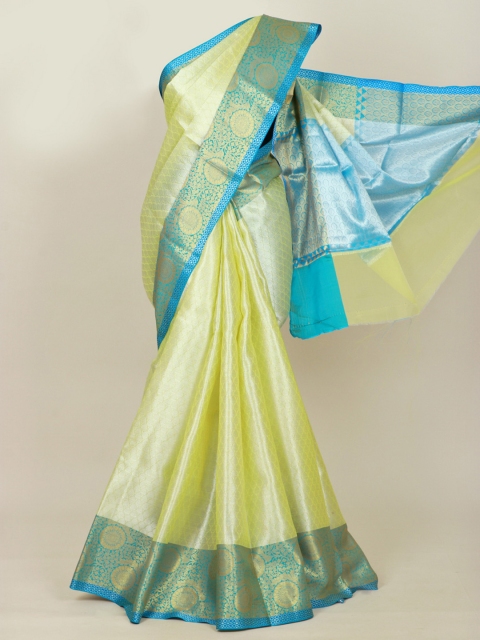 

Pothys Green & Turquoise Blue Ethnic Motifs Zari Art Silk Banarasi Saree