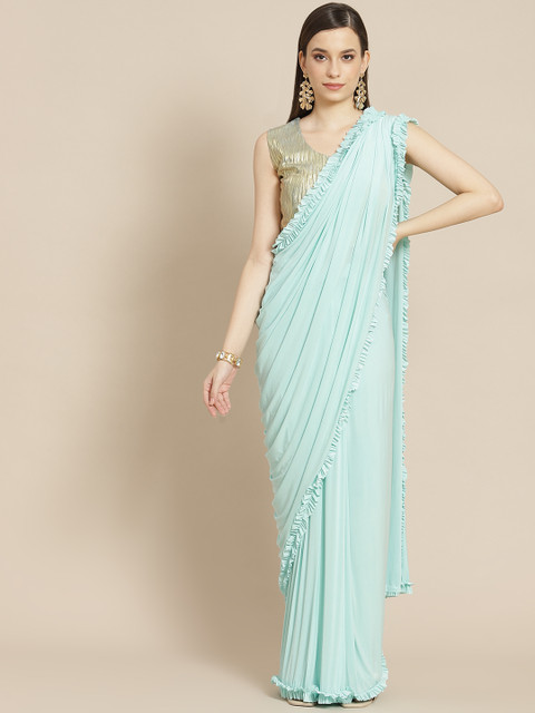

Mitera Sea Green Sequinned Ready to Wear Saree