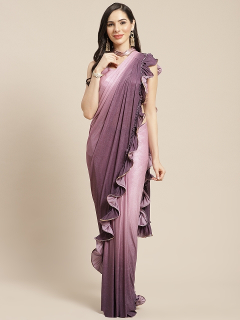 

Mitera Pink & Purple Ombre Mukaish Ready to Wear Saree