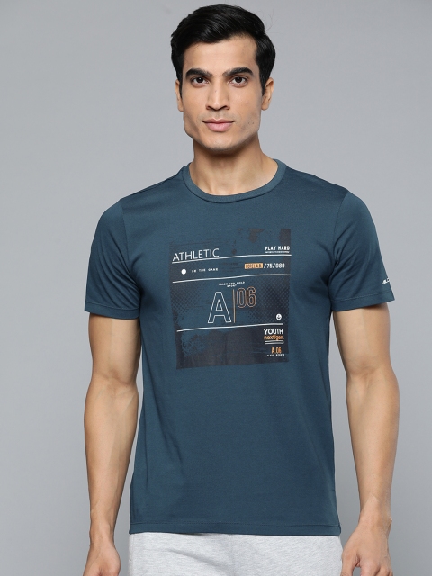 

Alcis Men Teal Blue Printed Slim Fit T-shirt