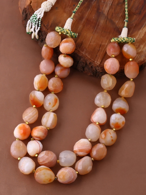 

Tistabene Gold-Toned & Peach-Coloured Gold-Plated Layered Necklace