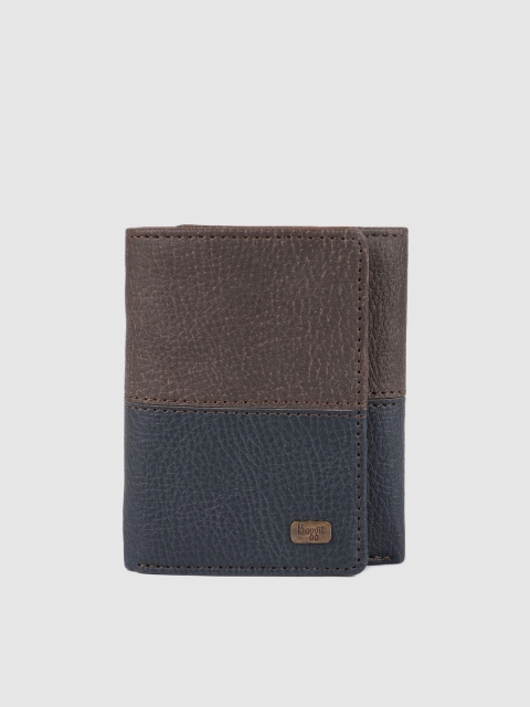 

Baggit Men Blue & Coffee Brown Colourblocked GW HISON ENGLISH Three Fold Wallet