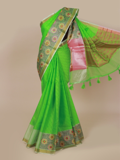

Pothys Green & Pink Woven Design Zari Art Silk Banarasi Saree