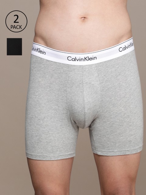 

Calvin Klein Underwear Men Pack Of 2 Solid Boxer Briefs NB1087BHY, Grey