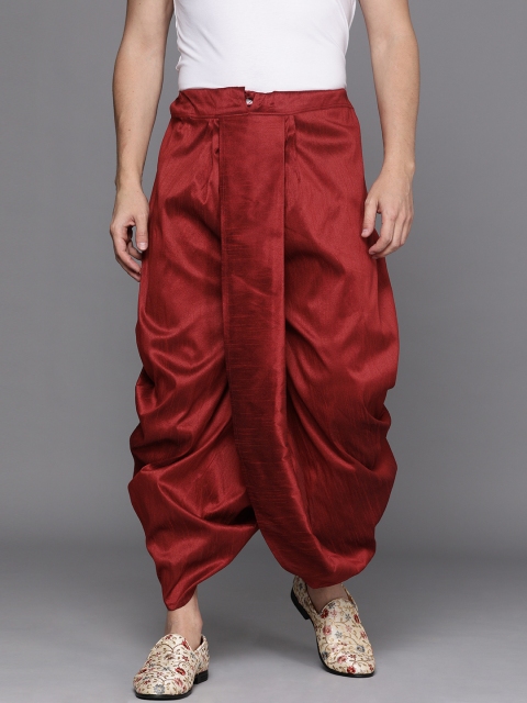 

Manyavar Mens Maroon Art Silk Traditional Wear Dhoti