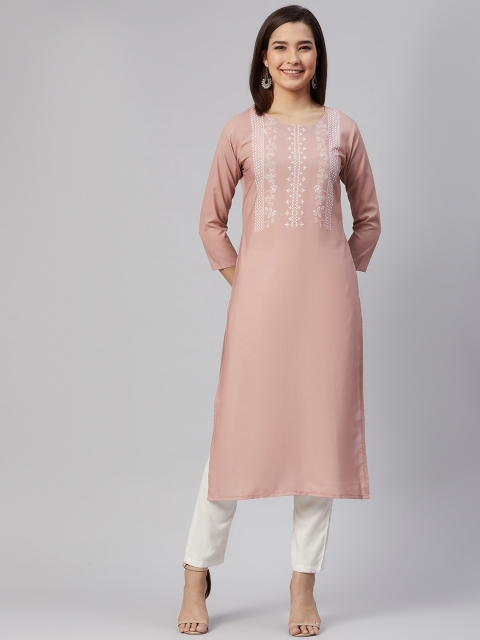 

AHIKA Women Mauve & White Ethnic Motifs Printed Kurta