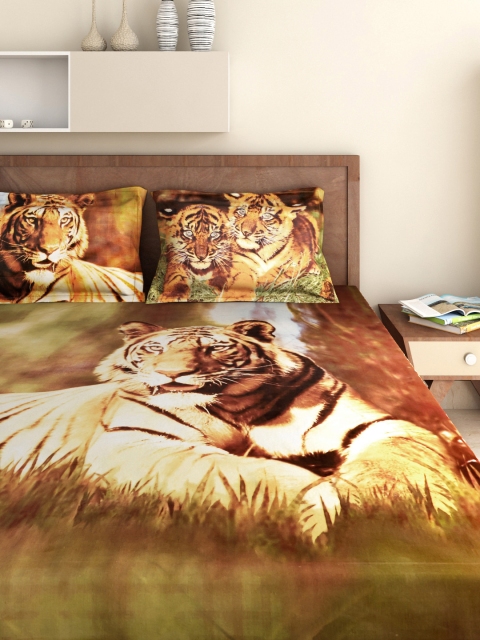 

BOMBAY DYEING Kids Brown Cotton 180 TC Double Bedsheet with 2 Pillow Covers