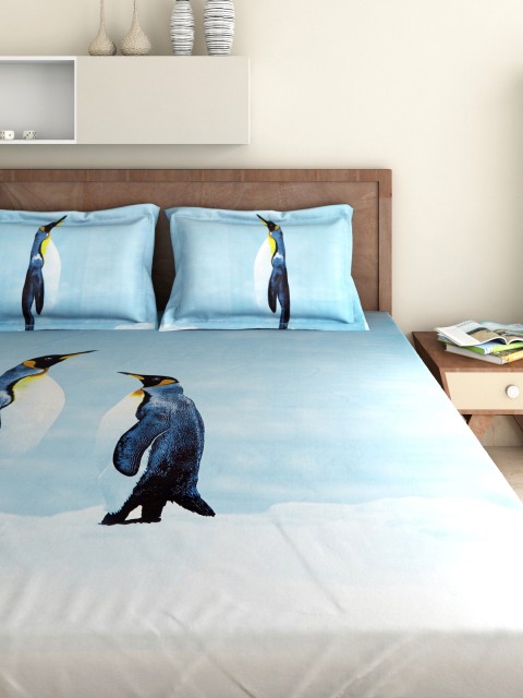 

BOMBAY DYEING Kids Blue Cotton 180 TC Double Bedsheet with 2 Pillow Covers