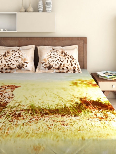 

BOMBAY DYEING Kids Brown Cotton 180 TC Double Bedsheet with 2 Pillow Covers
