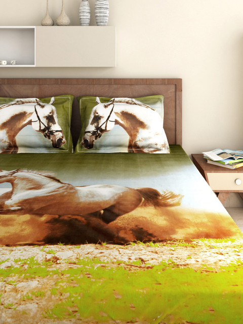 

BOMBAY DYEING Kids Grey Cotton 180 TC Double Bedsheet with 2 Pillow Covers