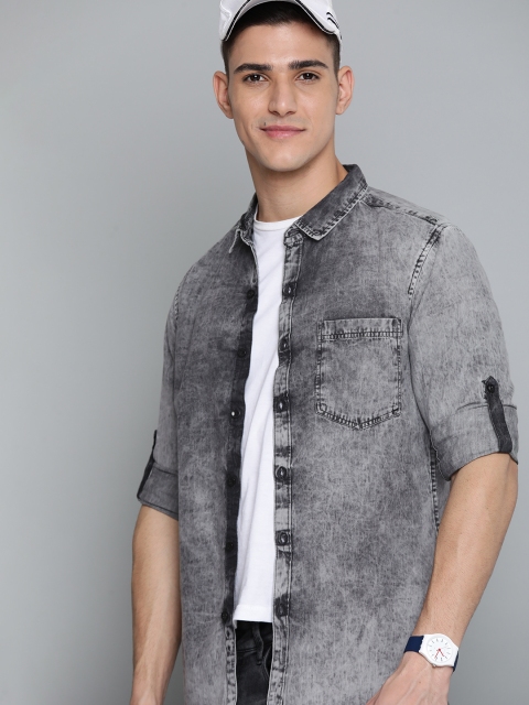 

Harvard Men Grey Dyed Pure Cotton Denim Casual Shirt