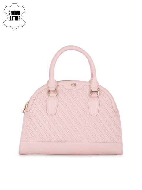 

Eske Pink Leather Handbag with Woven Pattern