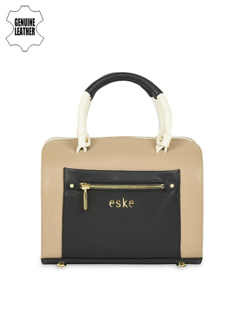 

Eske Beige & Black Colourblocked Leather Handbag