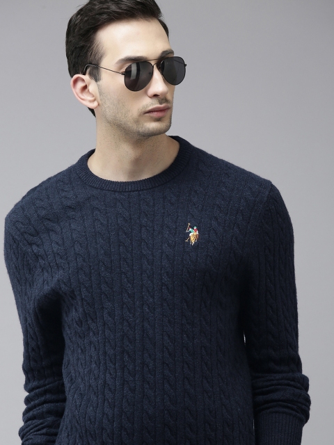 

U S Polo Assn Men Navy Blue Pullover Sweater