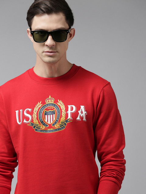 

U S Polo Assn Men Red Printed Sweatshirt
