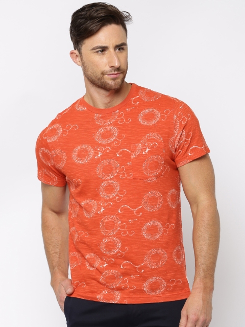 

Indian Terrain Men Orange Printed Round Neck T-shirt