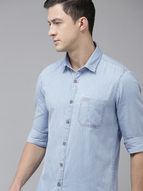

U.S. Polo Assn. Denim Co. Men Blue Pure Cotton Opaque Casual Shirt